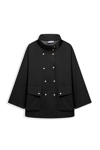 Çıtçıtlı Oversize Ceket Syah