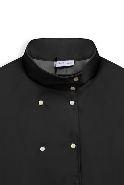 Çıtçıtlı Oversize Ceket Syah