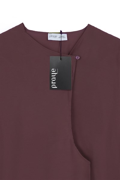 Düğmeli Salaş Tunik Bordo