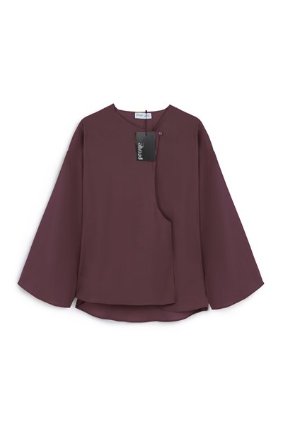 Düğmeli Salaş Tunik Bordo