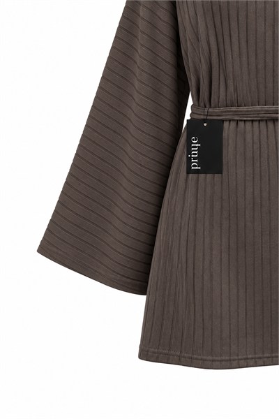 Fitilli Triko Tunik Kahverengi