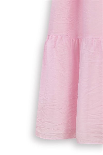 Katlı Prenses Elbise Pembe