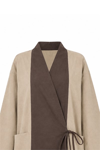 Kolu Katlı Kimono Bej