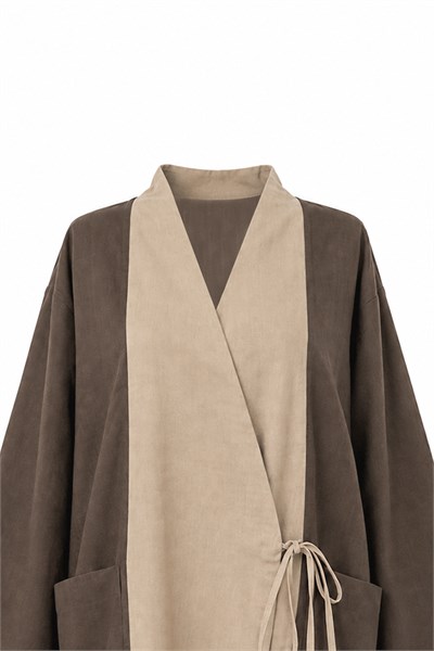Kolu Katlı Kimono Kahverengi