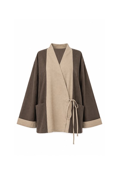 Kolu Katlı Kimono Kahverengi