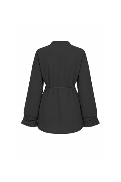 Manşeti Püsküllü Kimono Siyah