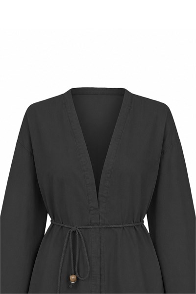 Manşeti Püsküllü Kimono Siyah