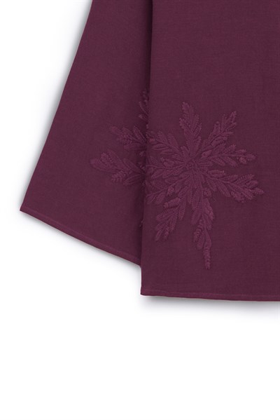 Nakışlı Düğmeli Kimono Bordo