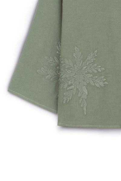 Nakışlı Düğmeli Kimono Çağla