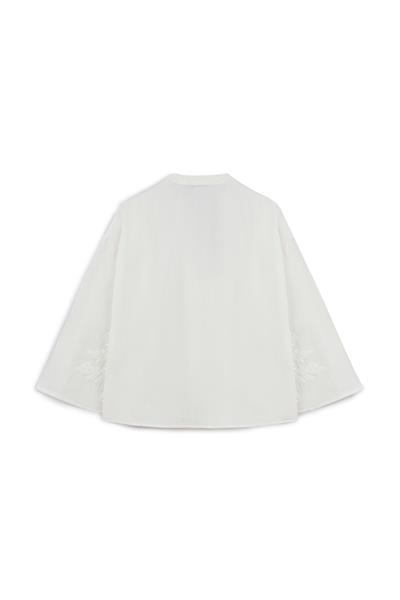 Nakışlı Düğmeli Kimono Ekru