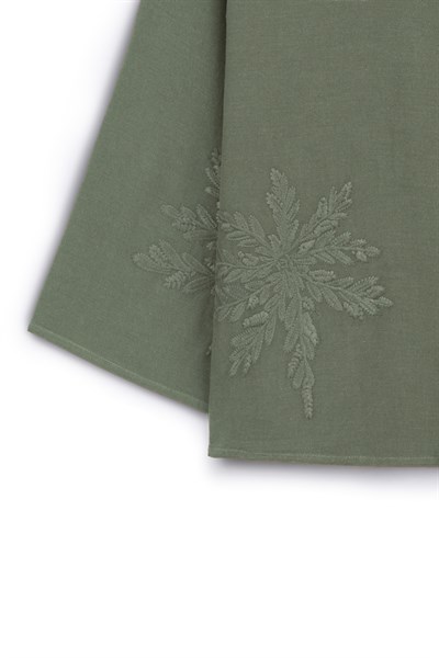 Nakışlı Düğmeli Kimono Haki