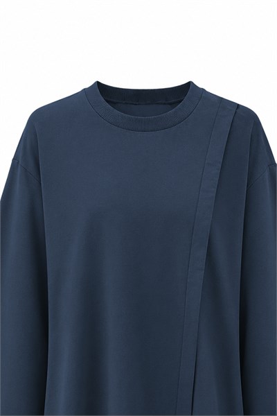 Önü Katlı Sweat Lacivert