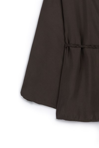 Örgü Kemerli Kimono Kahverengi