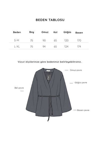 Örgü Kemerli Kimono Lacivert