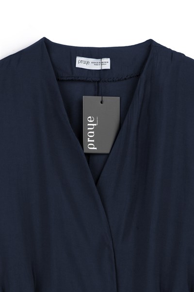 Örgü Kemerli Kimono Lacivert
