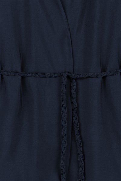 Örgü Kemerli Kimono Lacivert