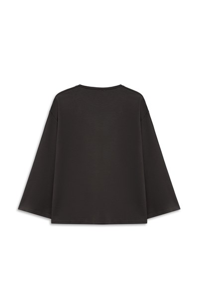 Papatyalı Kısa Sweat Siyah