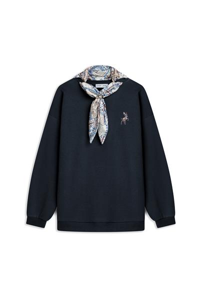 Seyyar Fularlı Sweat Lacivert