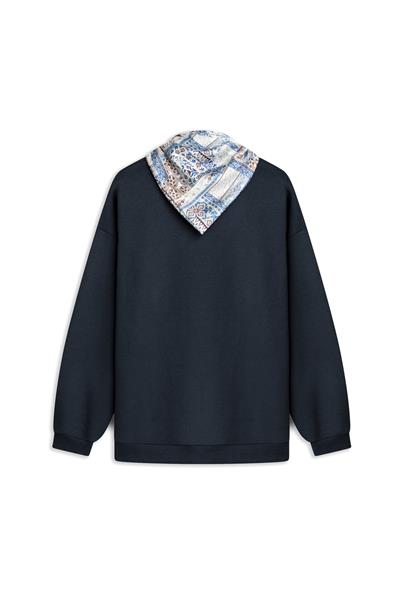 Seyyar Fularlı Sweat Lacivert