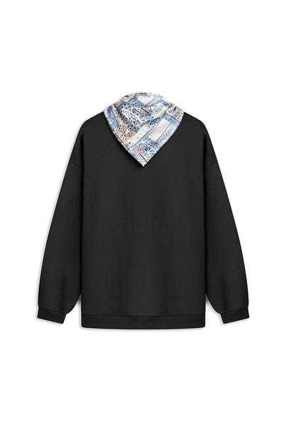 Seyyar Fularlı Sweat Siyah