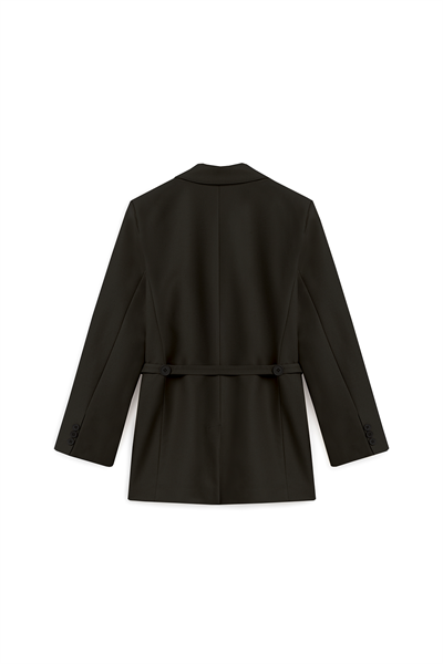 Seyyar Kemerli Blazer Ceket Siyah