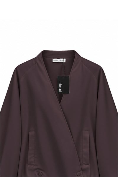 V Yaka Bomber Ceket Bordo
