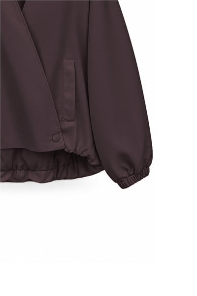 V Yaka Bomber Ceket Bordo