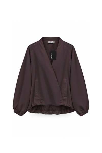 V Yaka Bomber Ceket Bordo