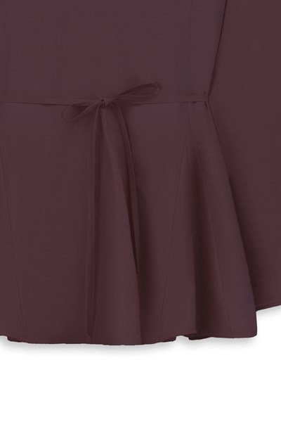 Volanlı Tensel Bluz Bordo