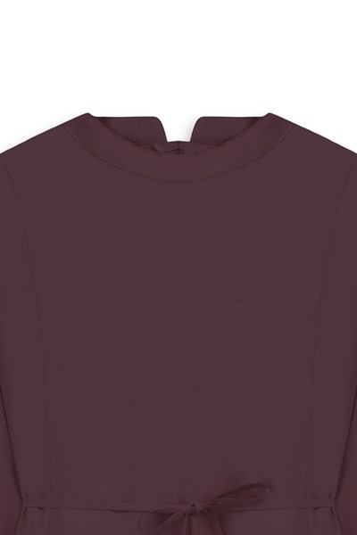 Volanlı Tensel Bluz Bordo