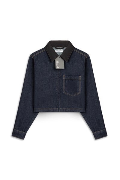 Yaka Detaylı Denim Ceket Lacivert