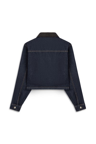 Yaka Detaylı Denim Ceket Lacivert
