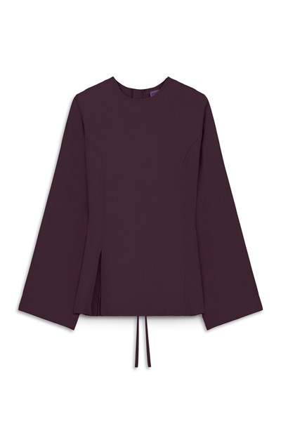 Yırtmaçlı Tensel Bluz Bordo