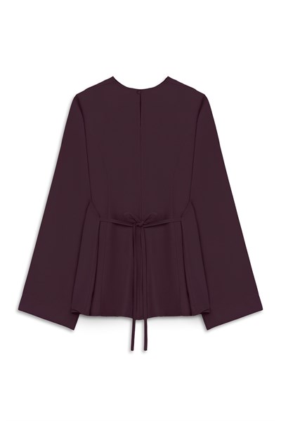 Yırtmaçlı Tensel Bluz Bordo