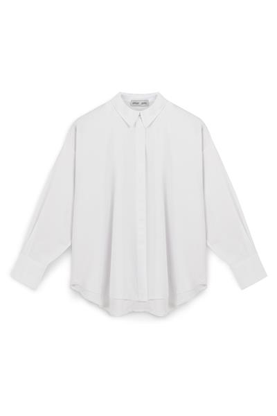 Yumuşak Dokulu Oversize Gömlek Beyaz