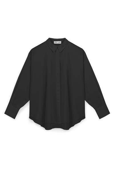 Yumuşak Dokulu Oversize Gömlek Siyah