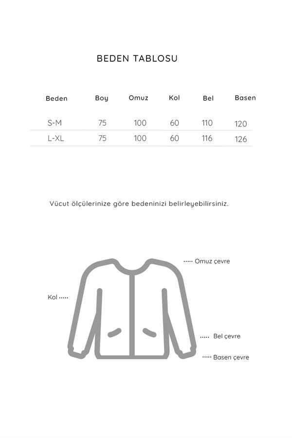 Bağlamalı Çizgili Denim Kimono Mavi