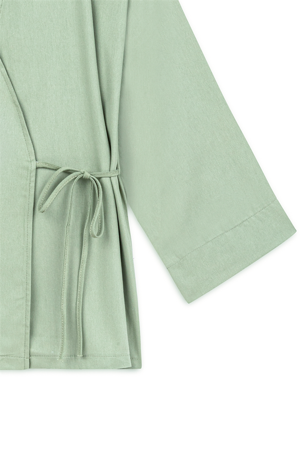 Bağlamalı Gabardin Kimono Çağla