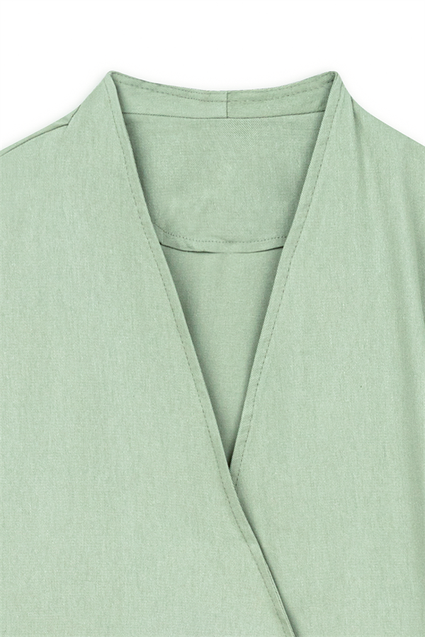 Bağlamalı Gabardin Kimono Çağla