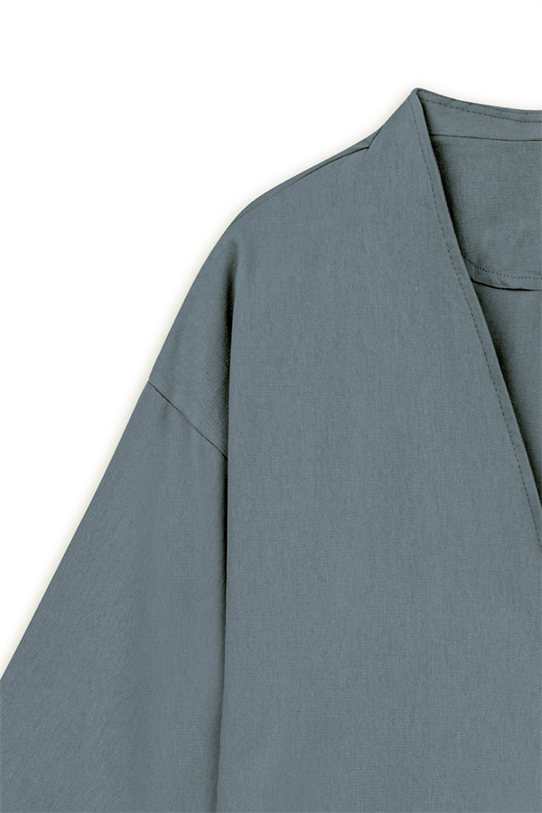Bağlamalı Gabardin Kimono Füme