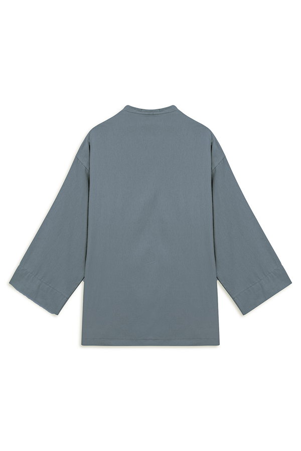Bağlamalı Gabardin Kimono Füme
