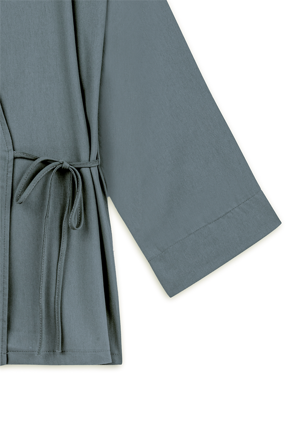 Bağlamalı Gabardin Kimono Füme