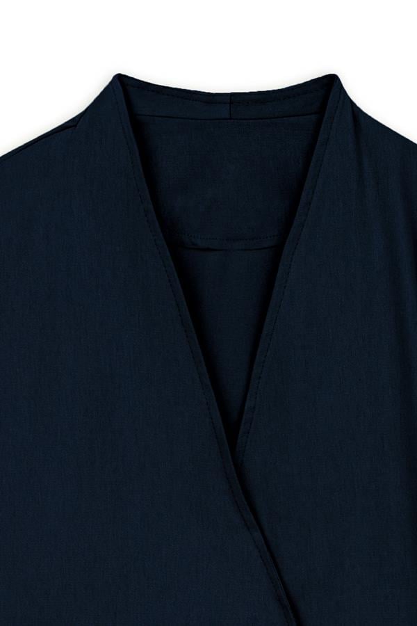 Bağlamalı Gabardin Kimono Lacivert