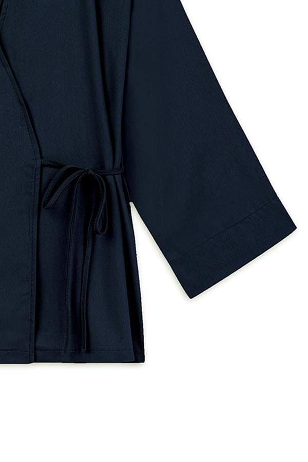 Bağlamalı Gabardin Kimono Lacivert