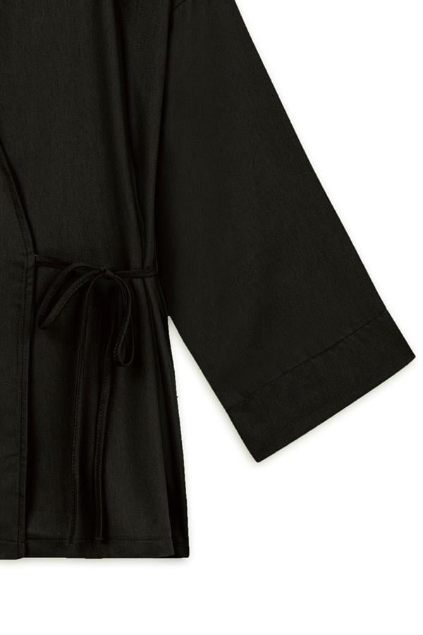 Bağlamalı Gabardin Kimono Siyah