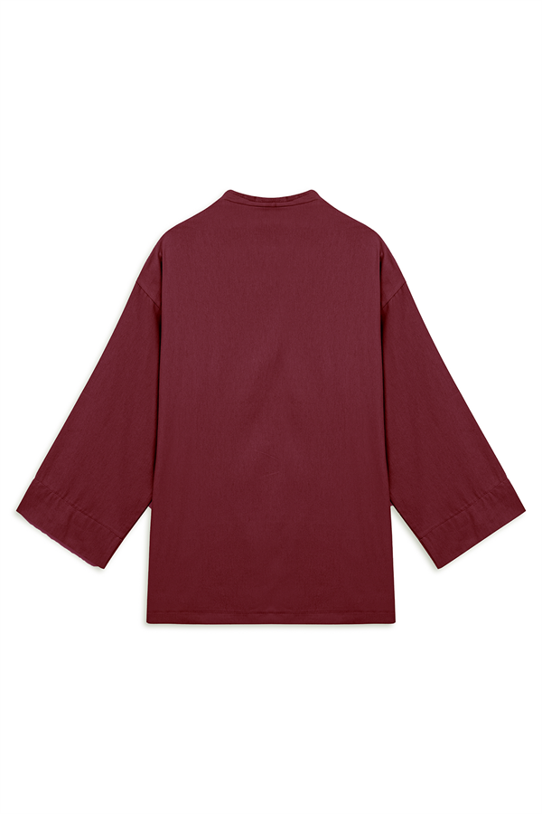 Bağlamalı Tencel Kimono Bordo