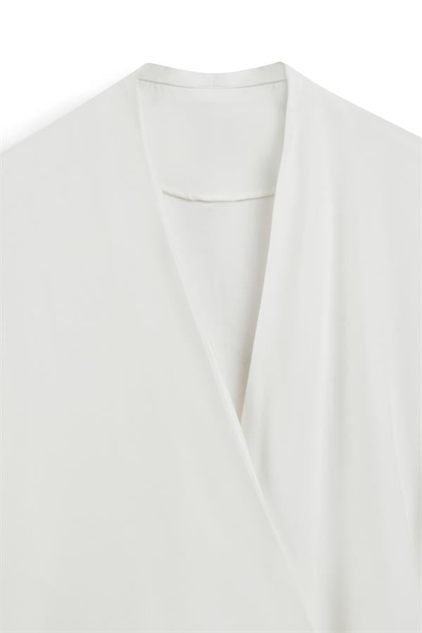 Bağlamalı Tensel Kimono Beyaz