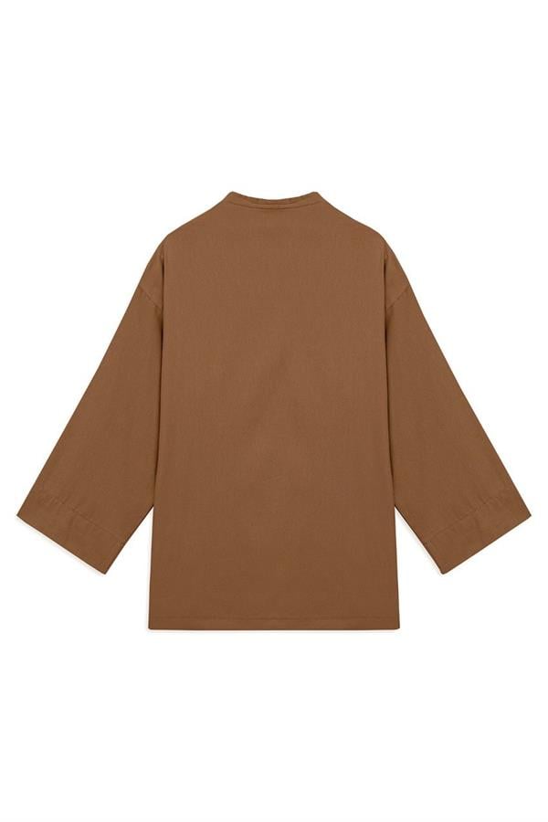 Bağlamalı Tensel Kimono Kahverengi