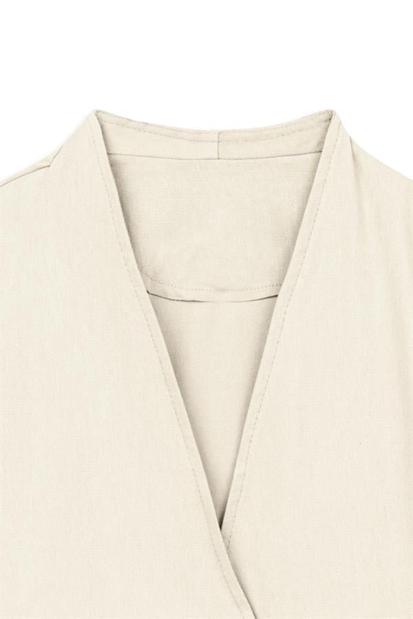 Bağlamalı Tensel Kimono Krem