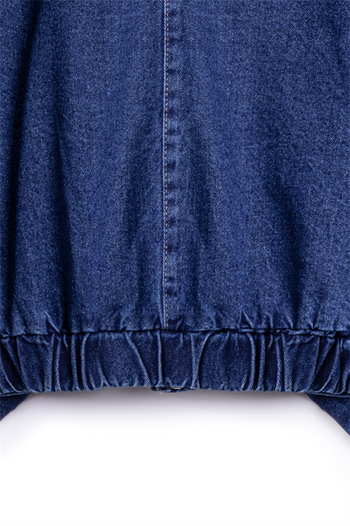 Balon Kol Kısa Denim Ceket Mavi